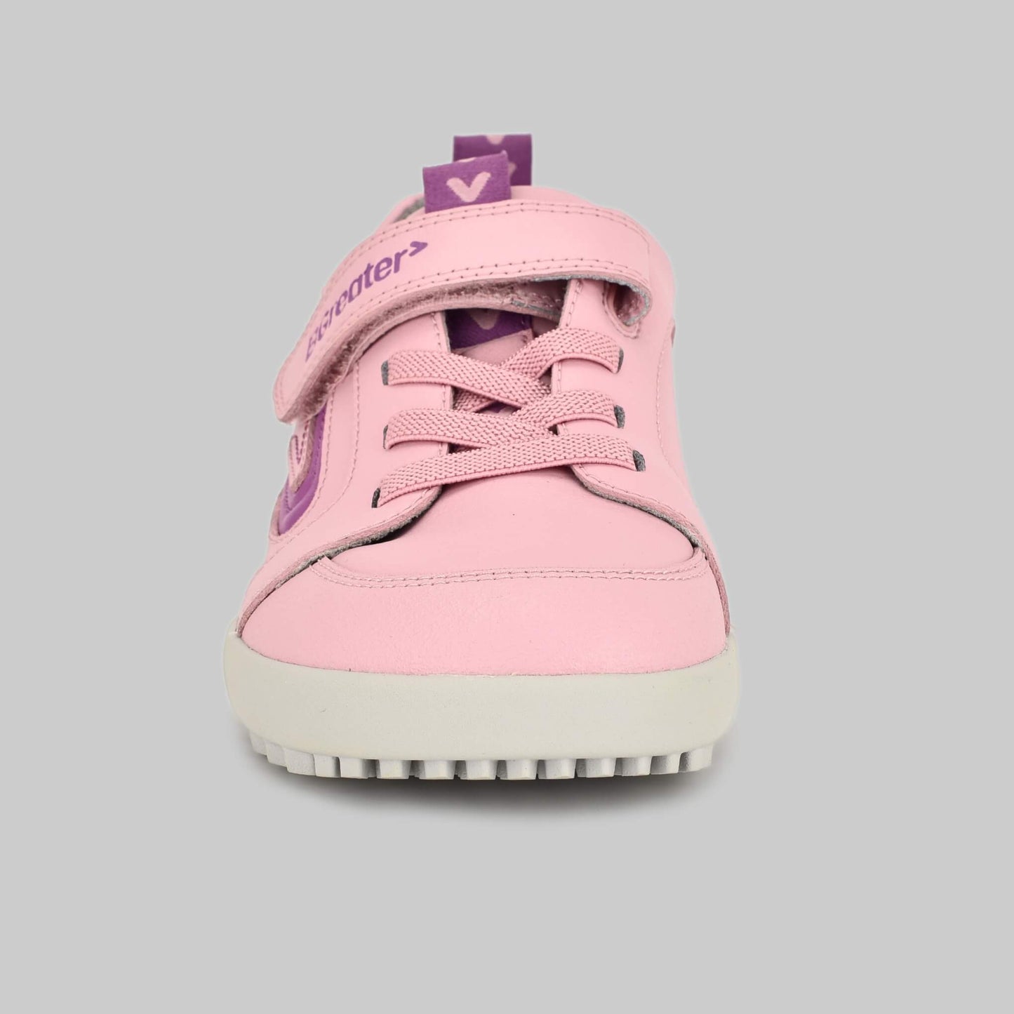 Kids All Leather Trainer in Pink - Front