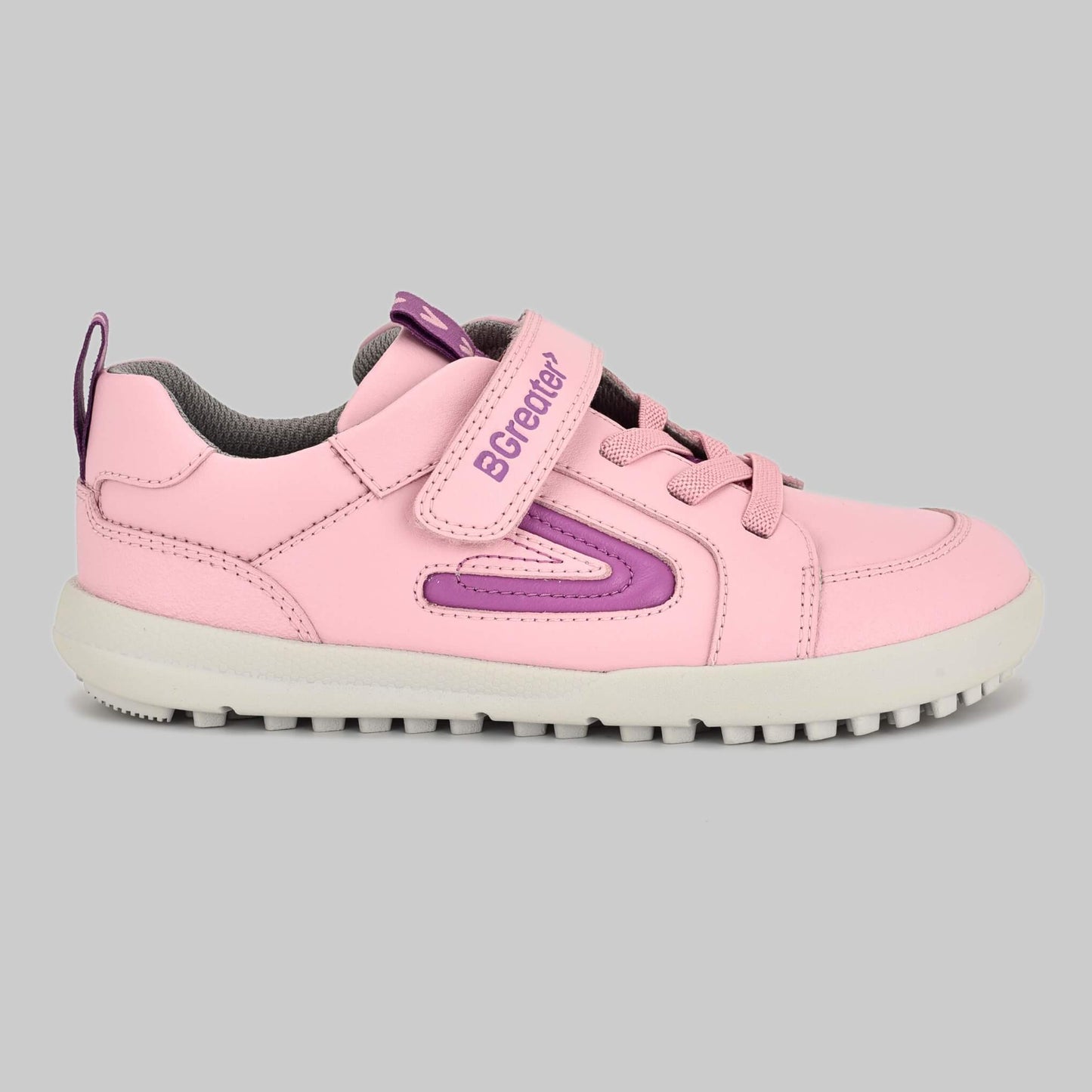 Kids All Leather Trainer in Pink - Outside