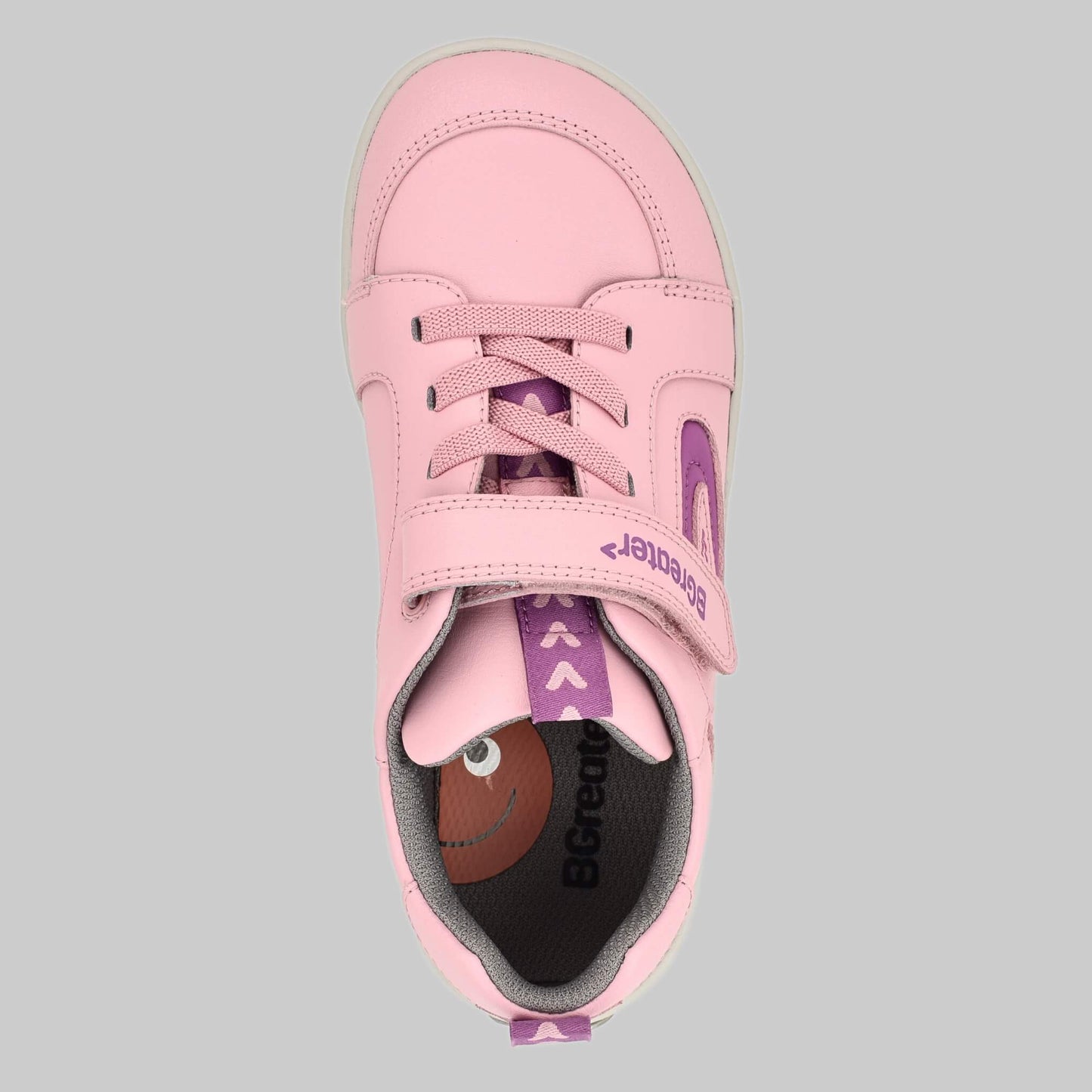 Kids All Leather Trainer in Pink - Top