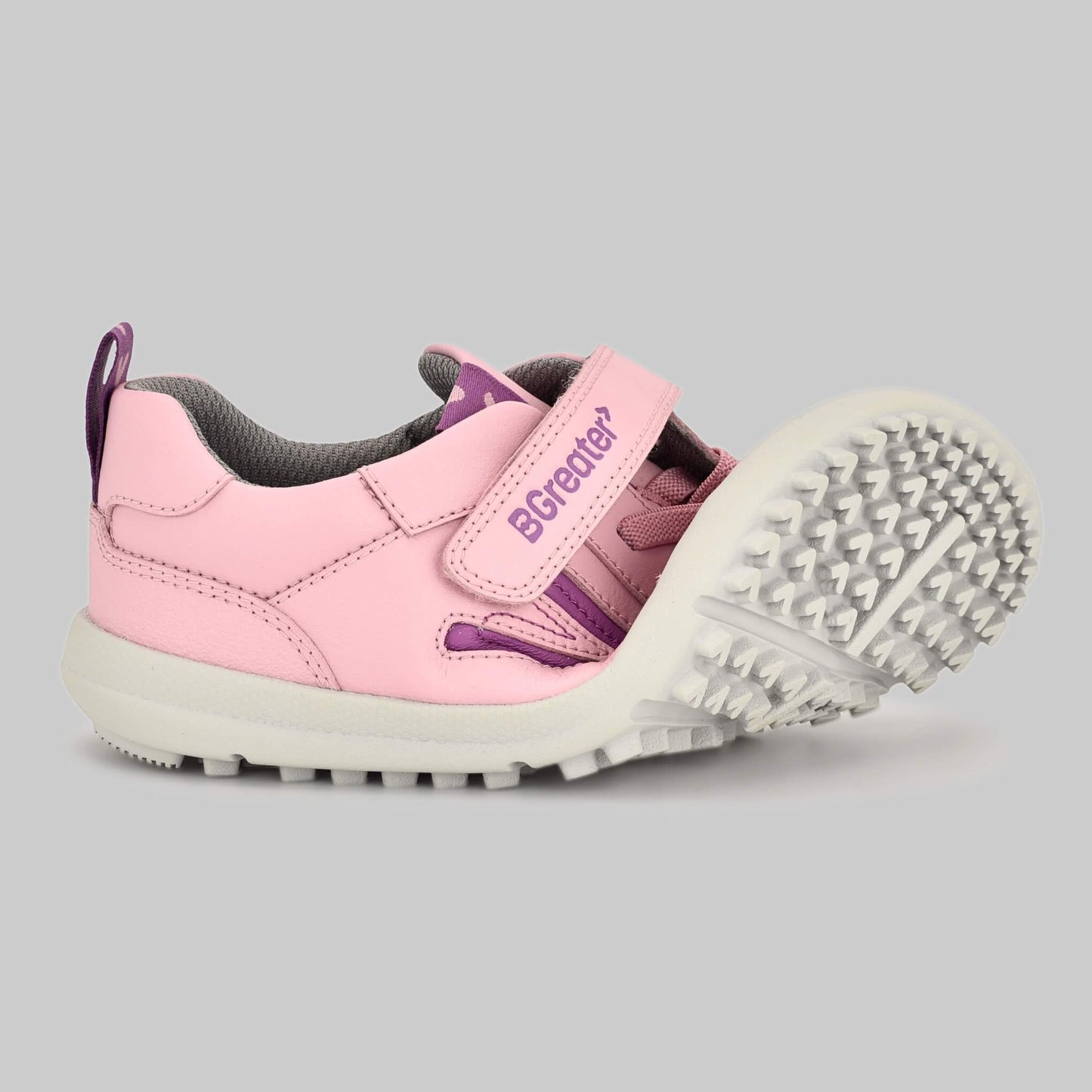 Kids All Leather Trainer in Pink - Twisted