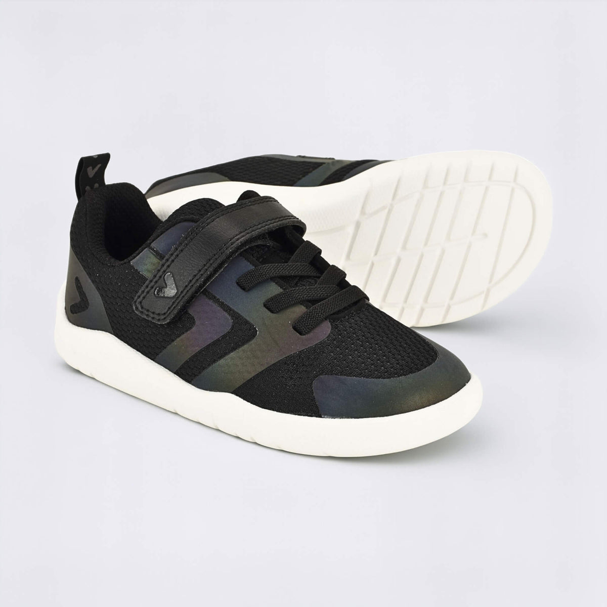 Black Iridescent barefoot kids trainer - pair with sole