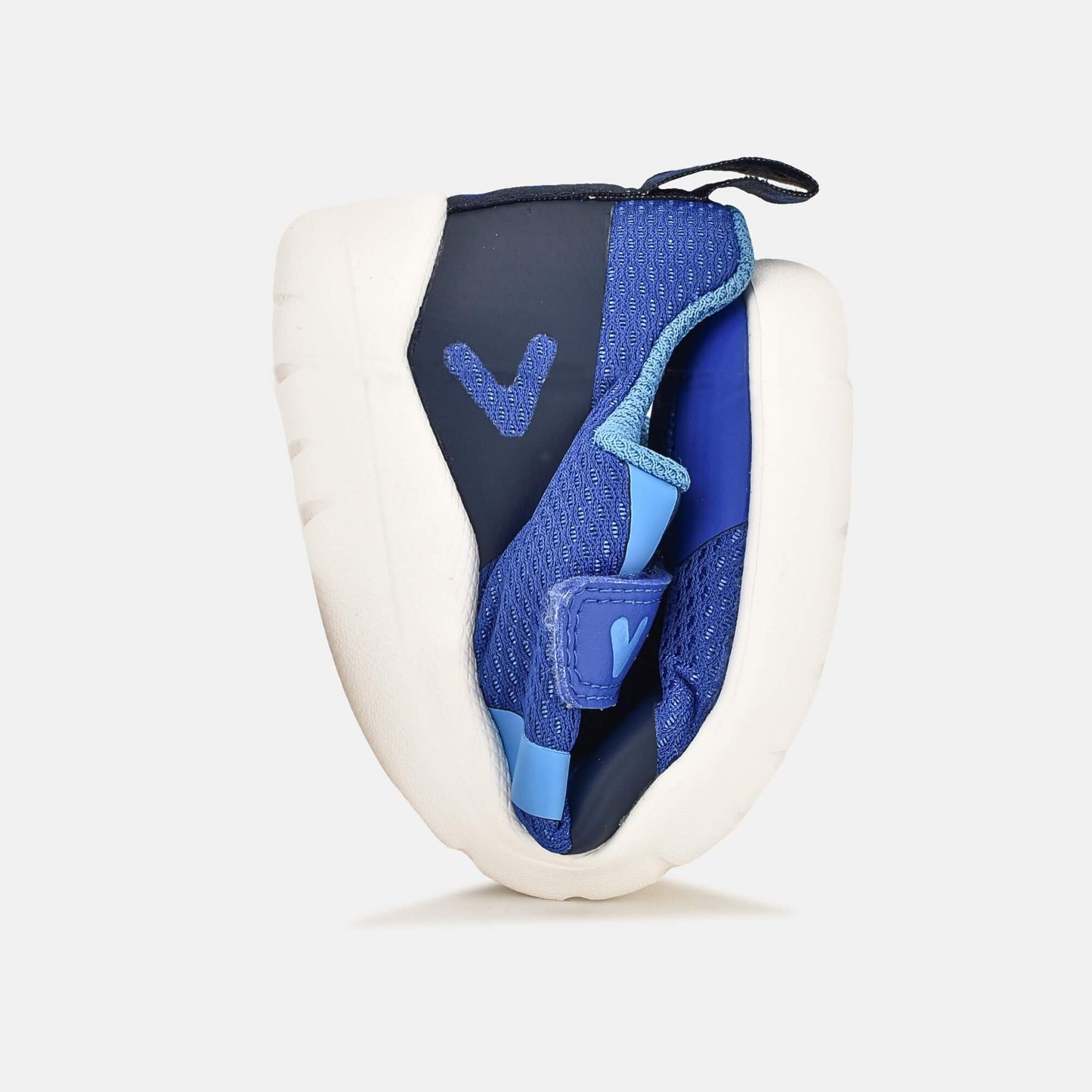 Blue barefoot kids trainer - flexed