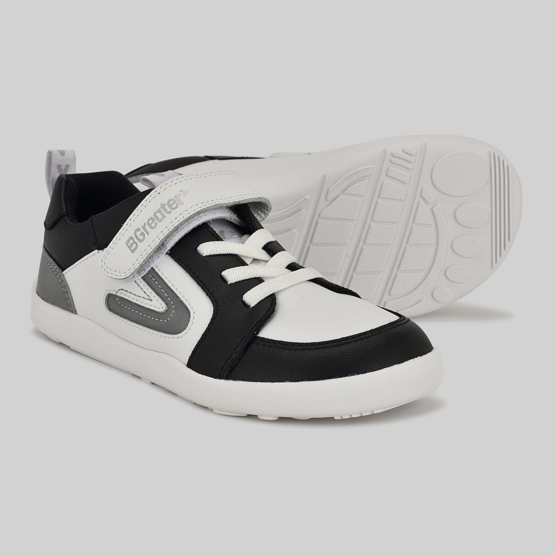 Kids Black White Barefoot Trainer - Pair showing sole