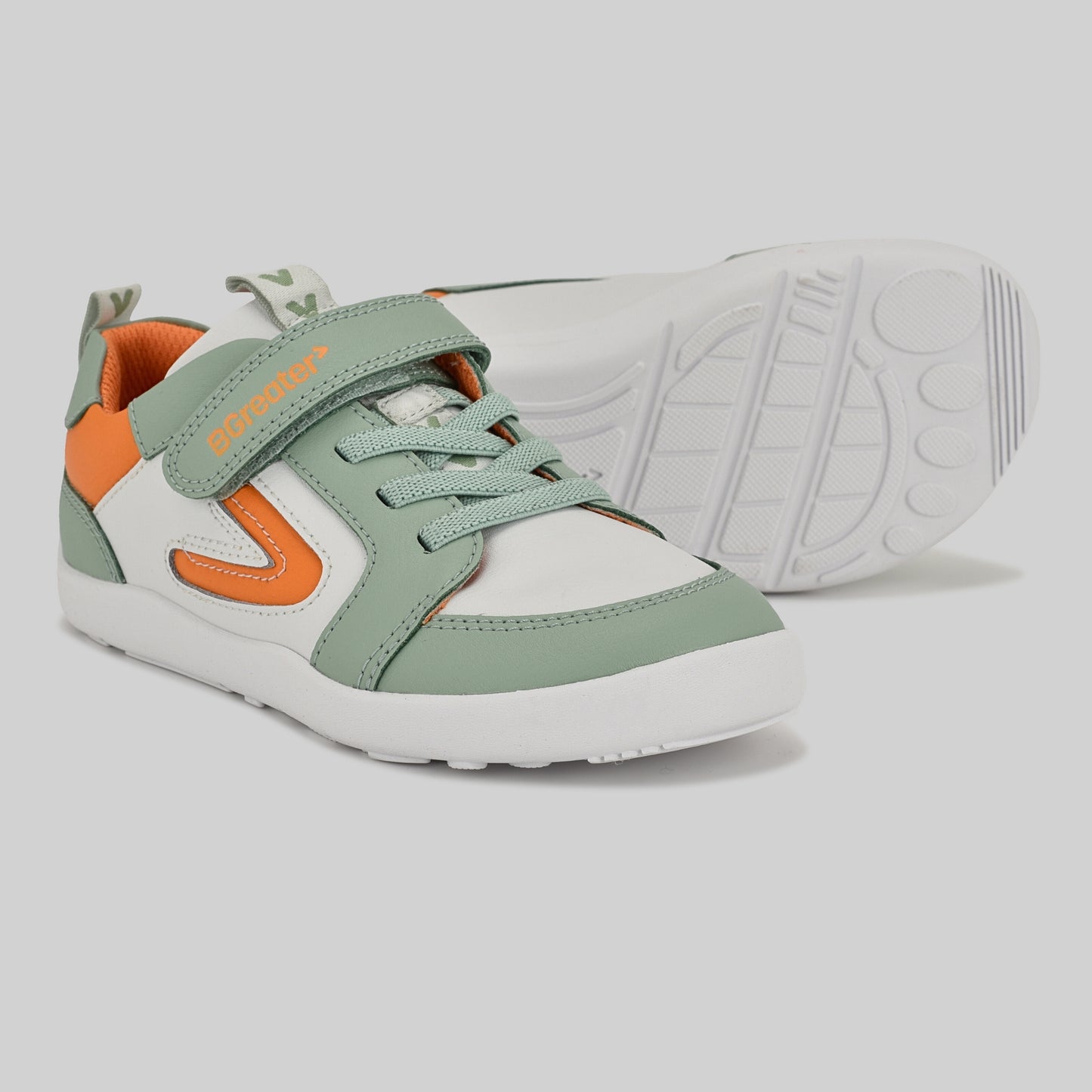Kids Green White Barefoot Trainer - Pair with sole showing