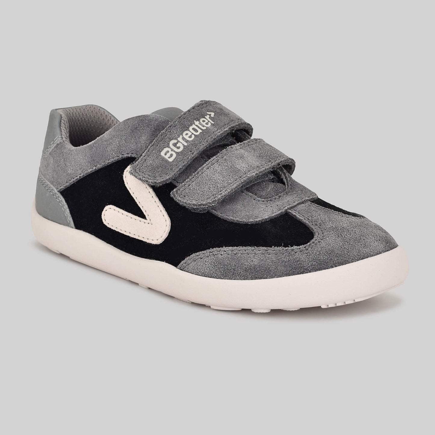 Kids Suede Velcro Trainer Black - Main