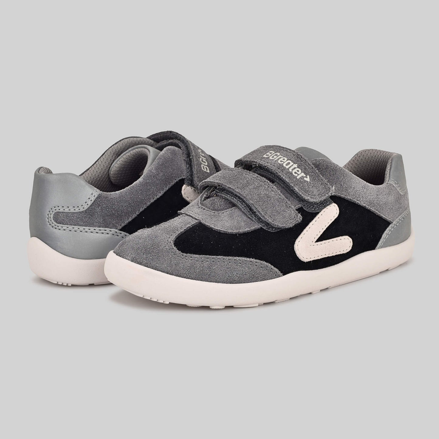 Kids Suede Velcro Trainer Black - Pair