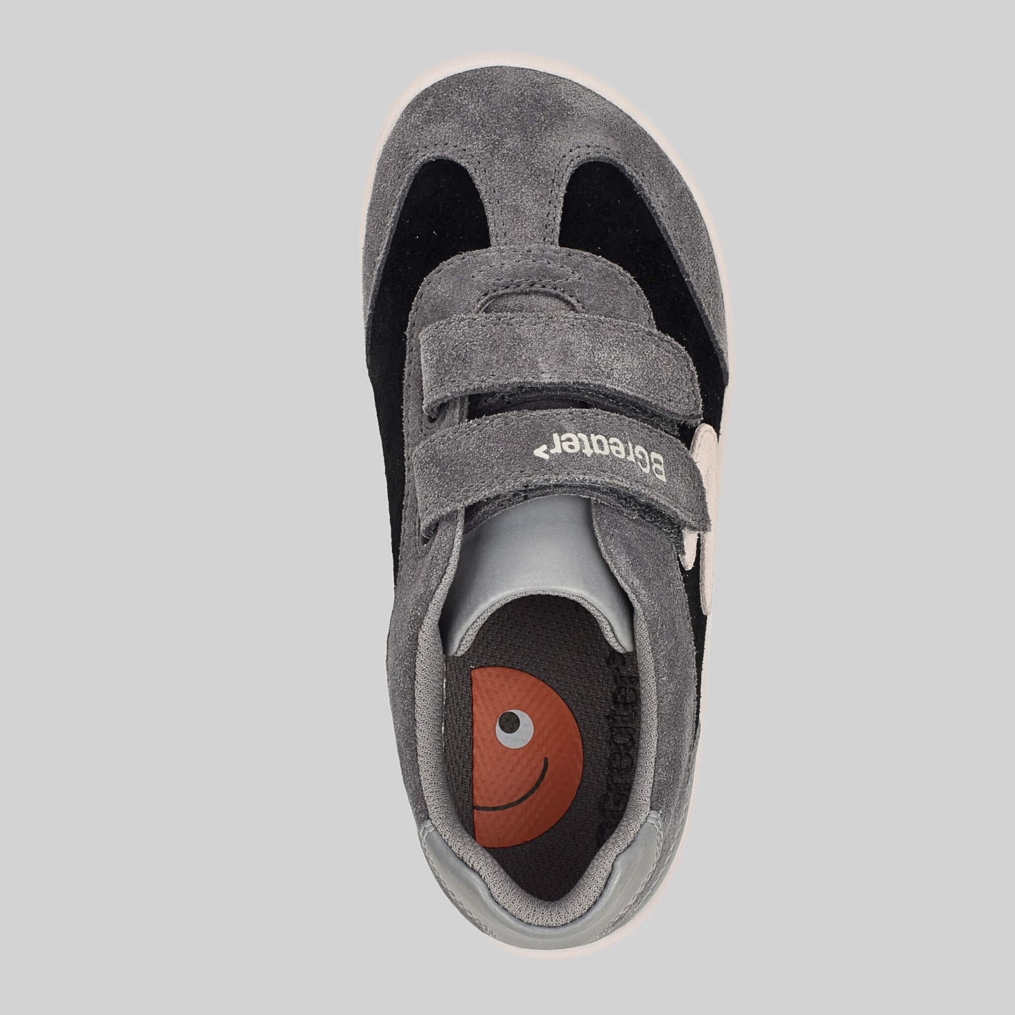 Kids Suede Velcro Trainer Black - Top