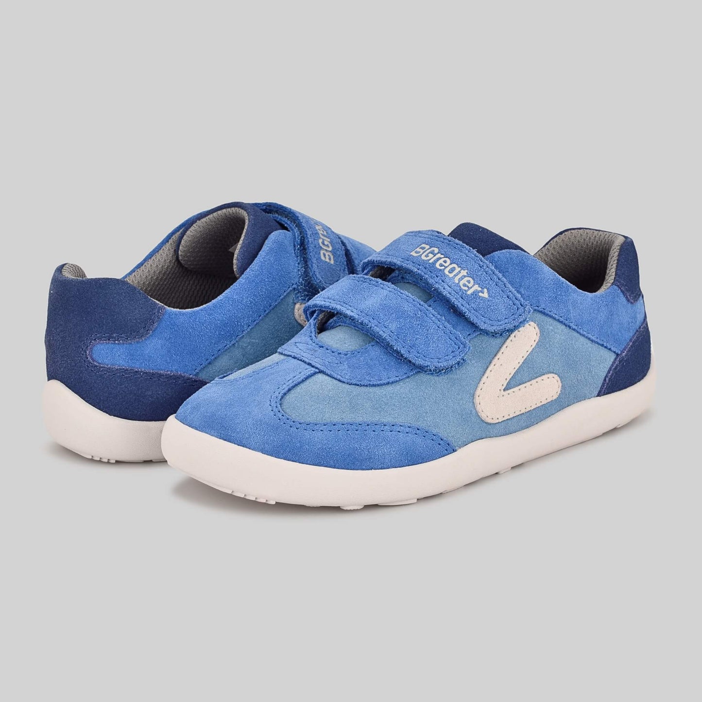 Kids Suede Velcro Trainer Blue - Pair