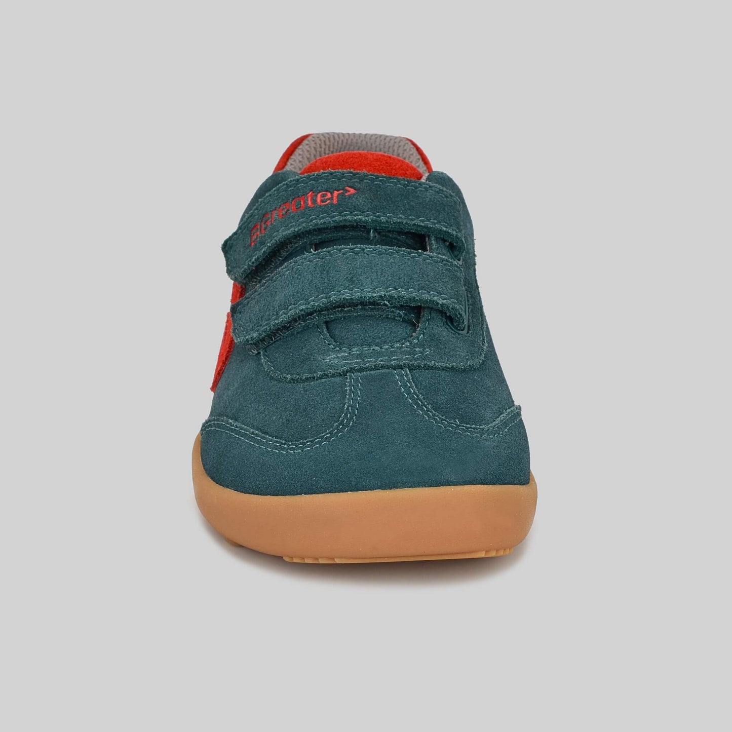 Kids Suede Velcro Trainer Green - Front