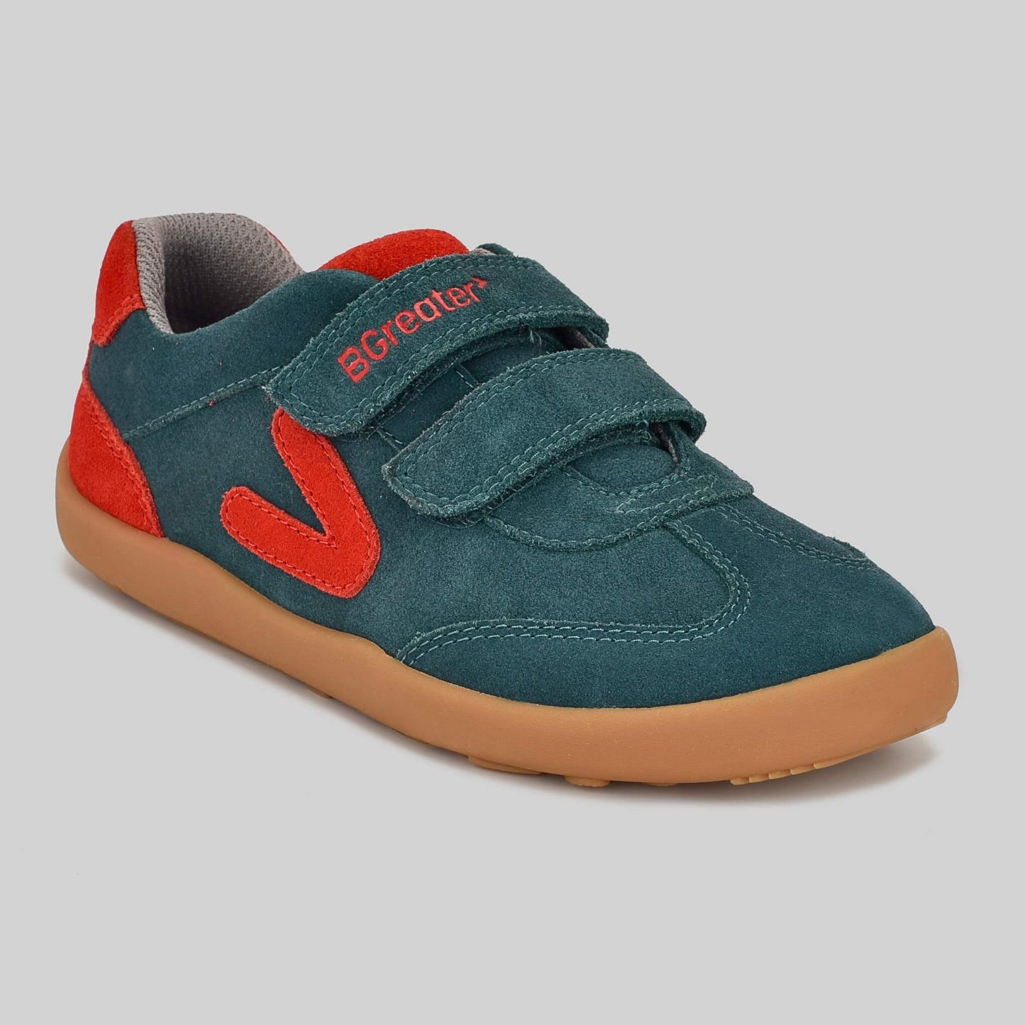 Kids Suede Velcro Trainer Green - Main