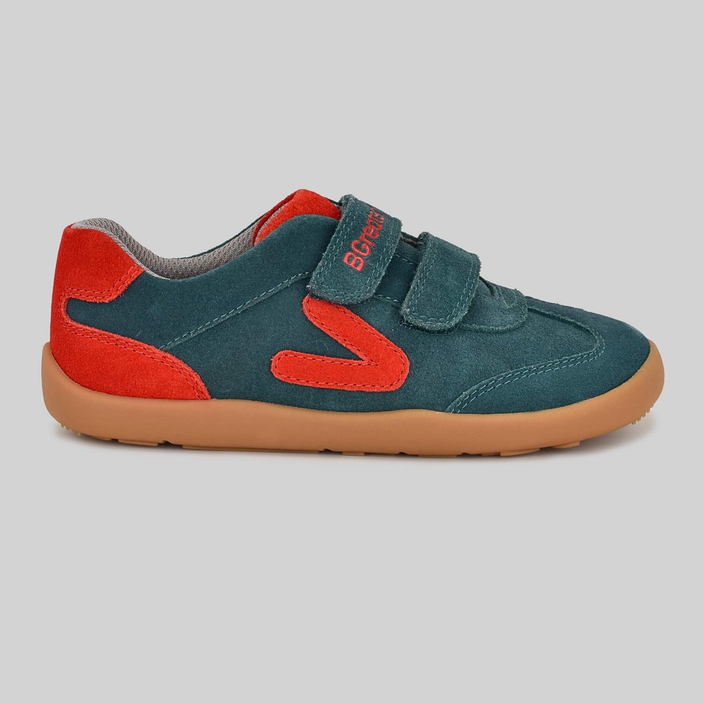 Kids Suede Velcro Trainer Green - Outside