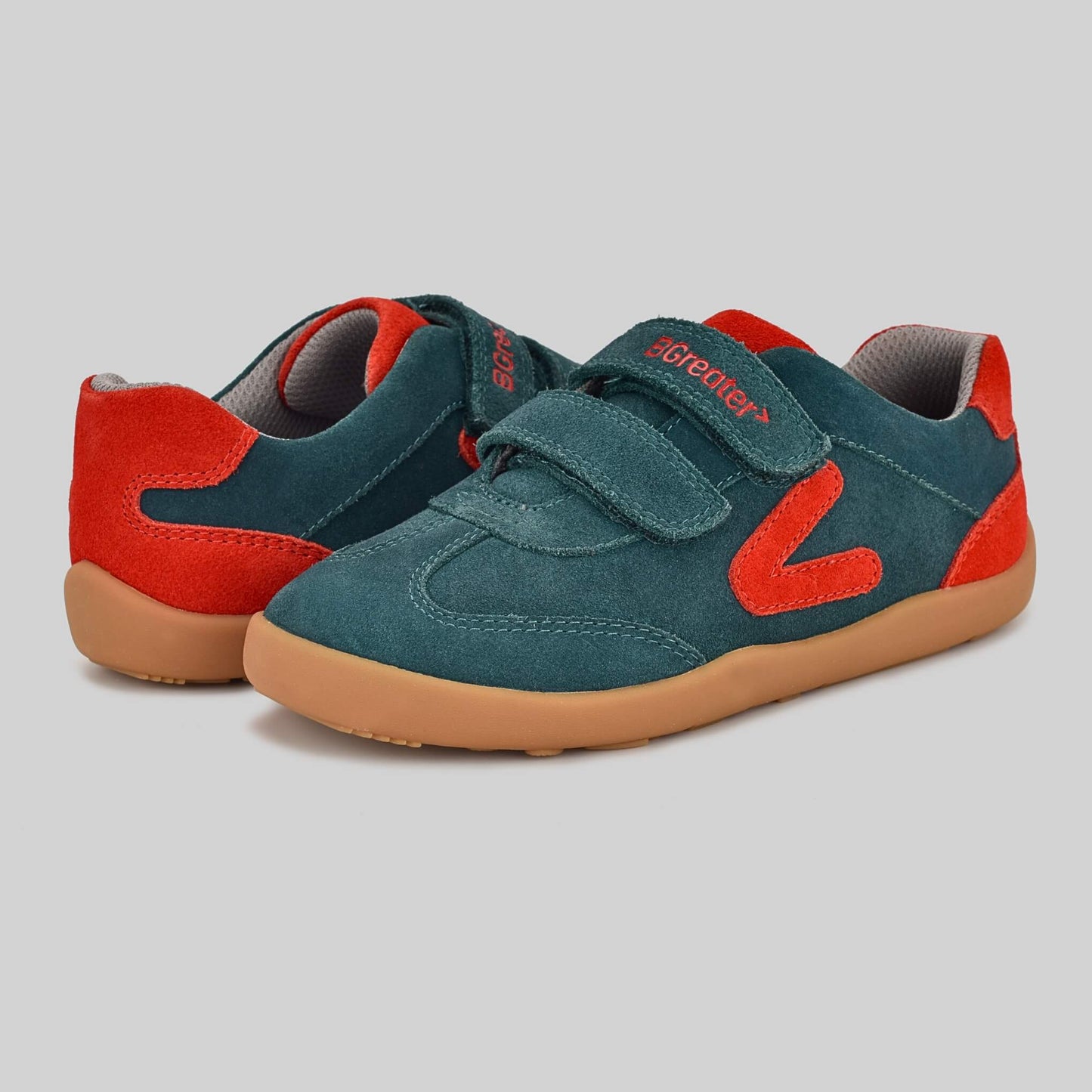 Kids Suede Velcro Trainer Green - Pair