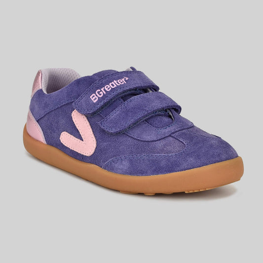 Kids Suede Velcro Trainer Purple - Main