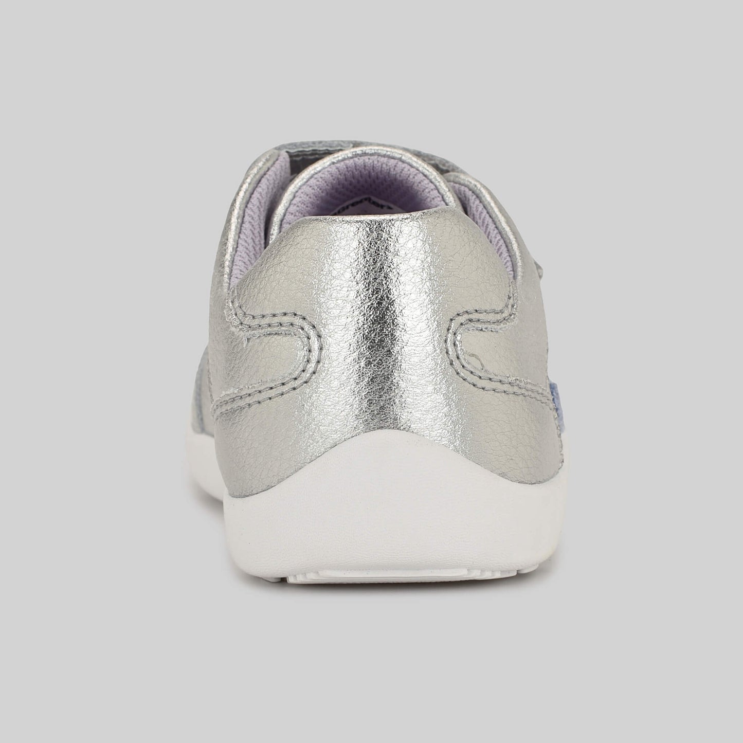 Kids Metallic Silver Velcro Trainer - Back