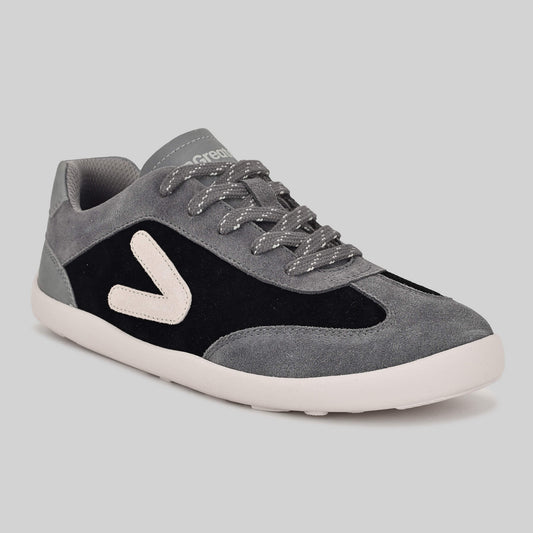 Kids Suede Trainer Black Grey - Main