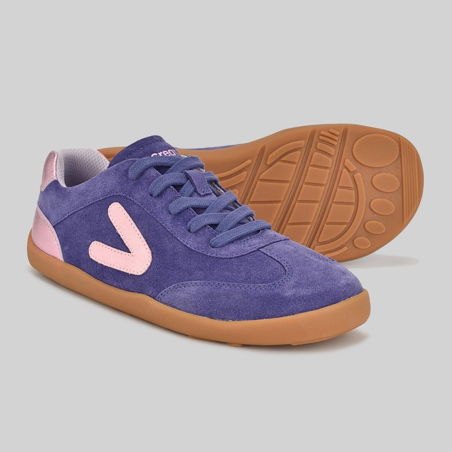 Kids Suede Trainer Purple - Pair Sole Showing