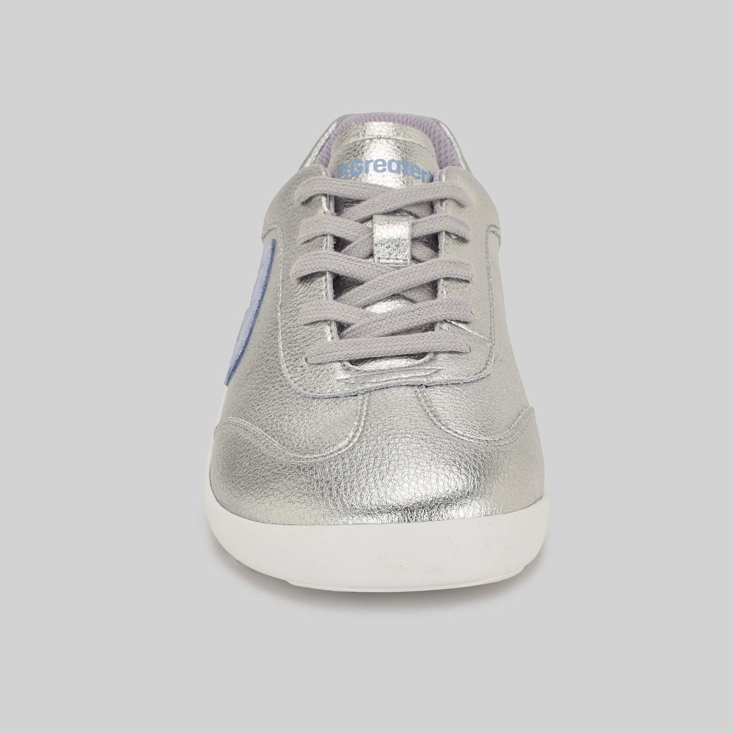 Kids Metallic Silver Trainer - Front