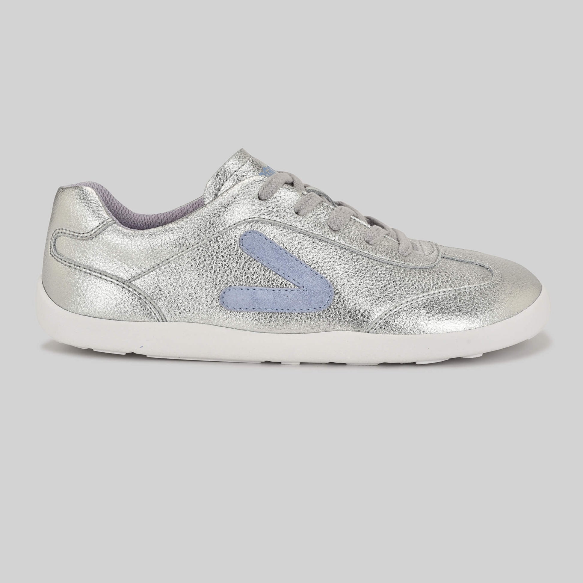 Kids Metallic Silver Trainer - Outside