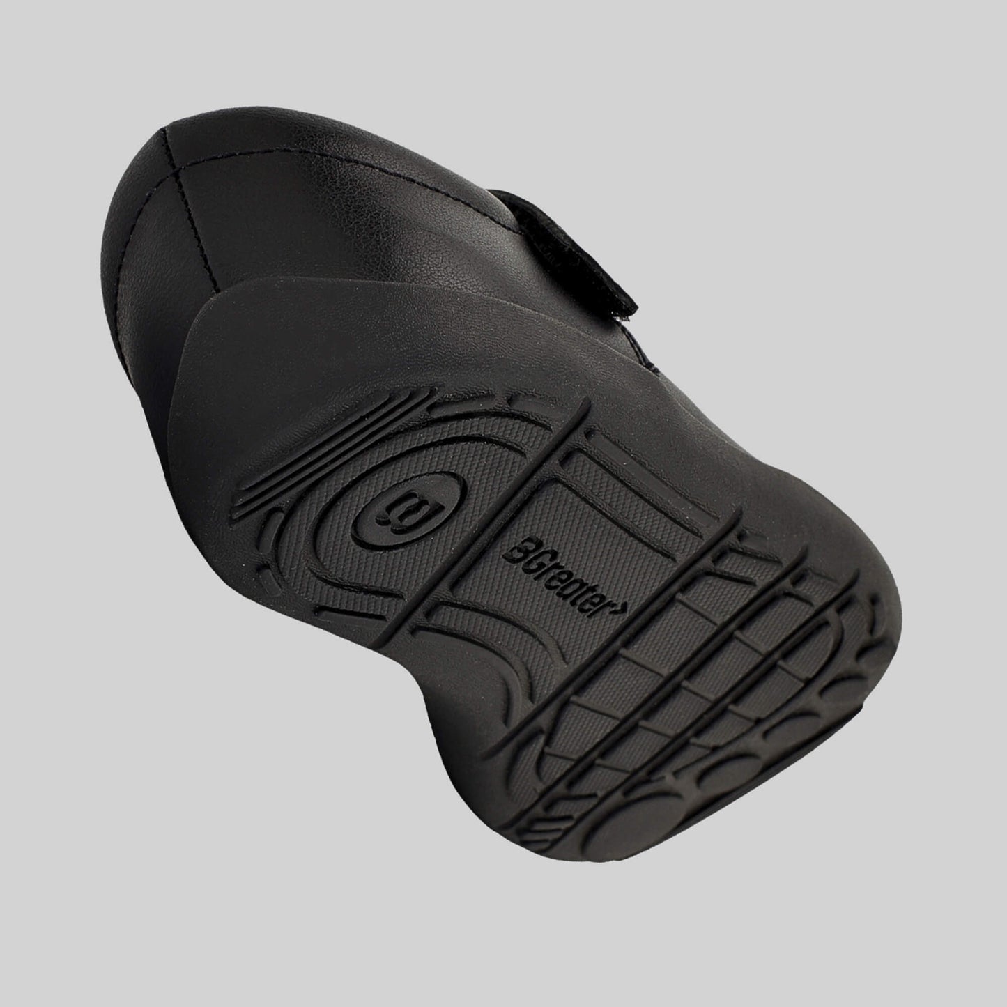 Matte black barefoot girls school shoe - floating shot