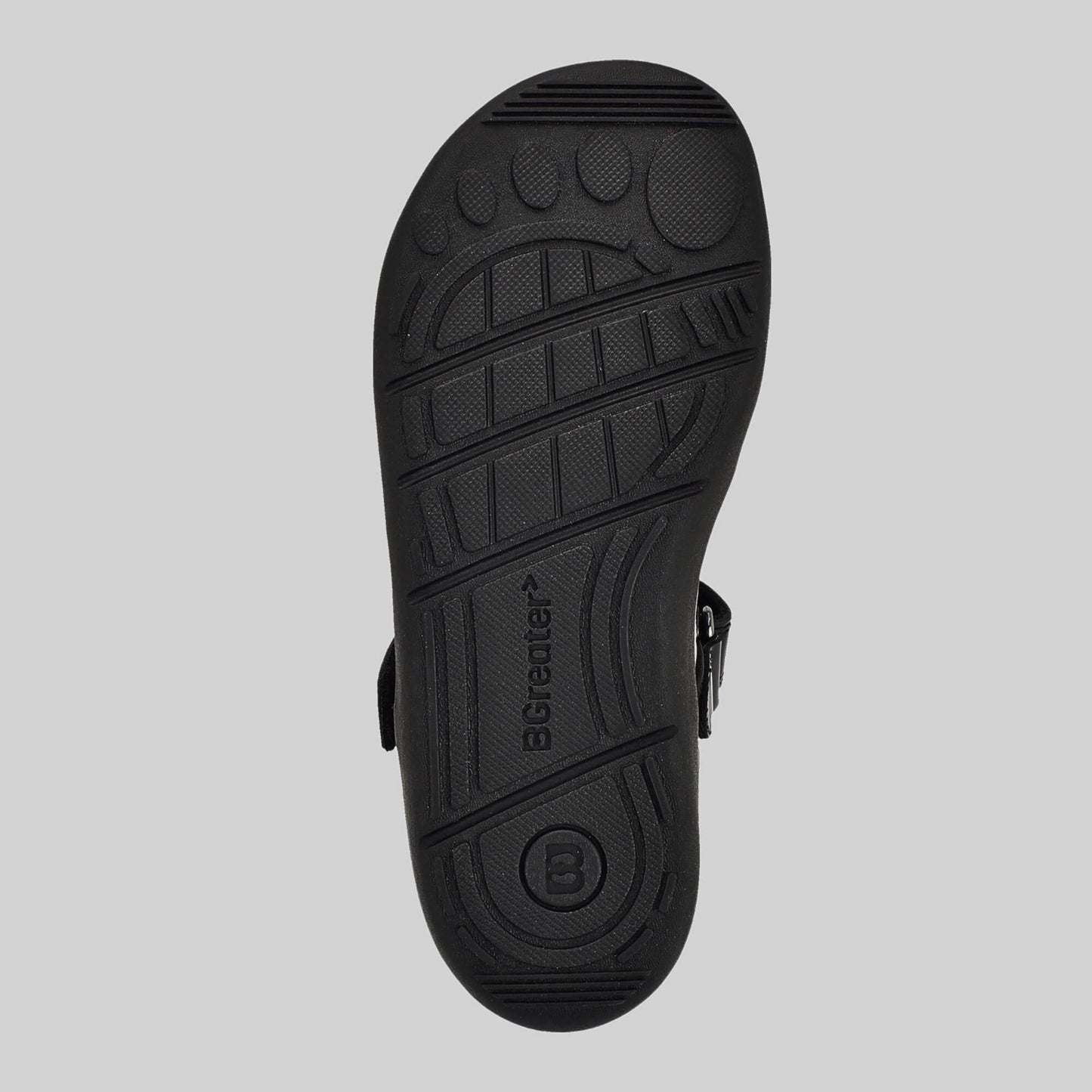 Patent black barefoot girls school shoe - sole