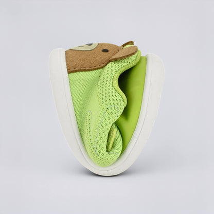 Lime Green barefoot toddler trainer - flexed