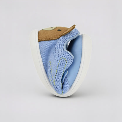 Mid Blue barefoot toddler trainer - flexed