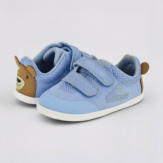 Mid Blue barefoot toddler trainer - pair facing