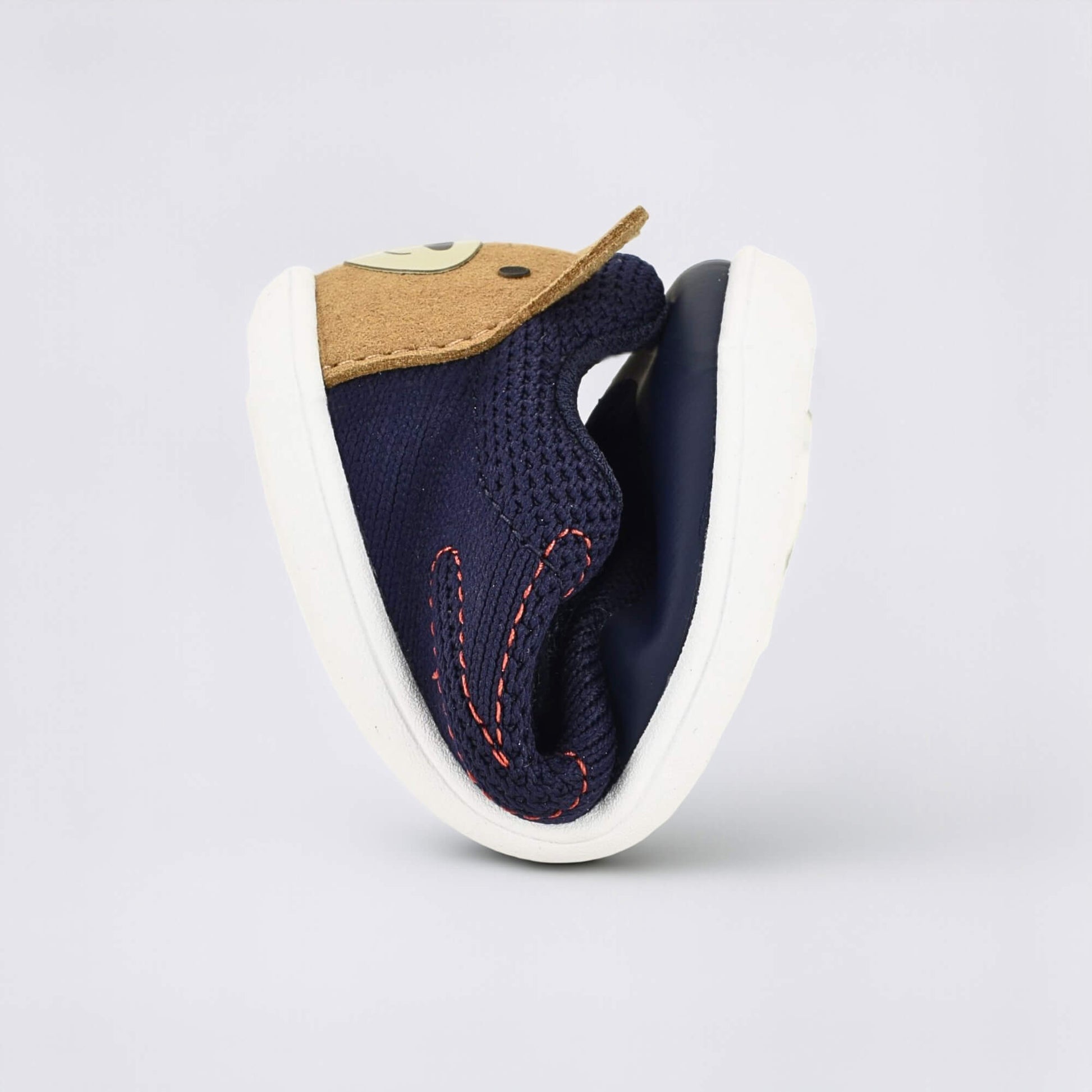 Navy barefoot toddler trainer - flexed