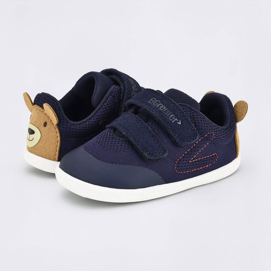 Navy barefoot toddler trainer - pair facing