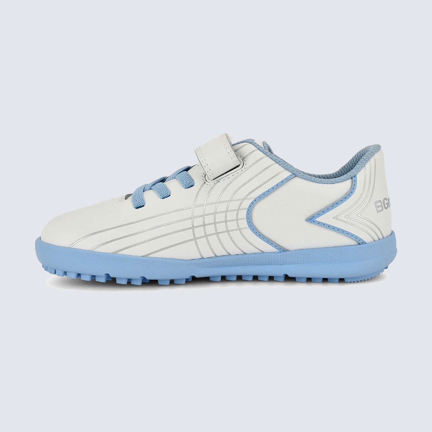Kids Astro Turf Trainer in White Blue - inside