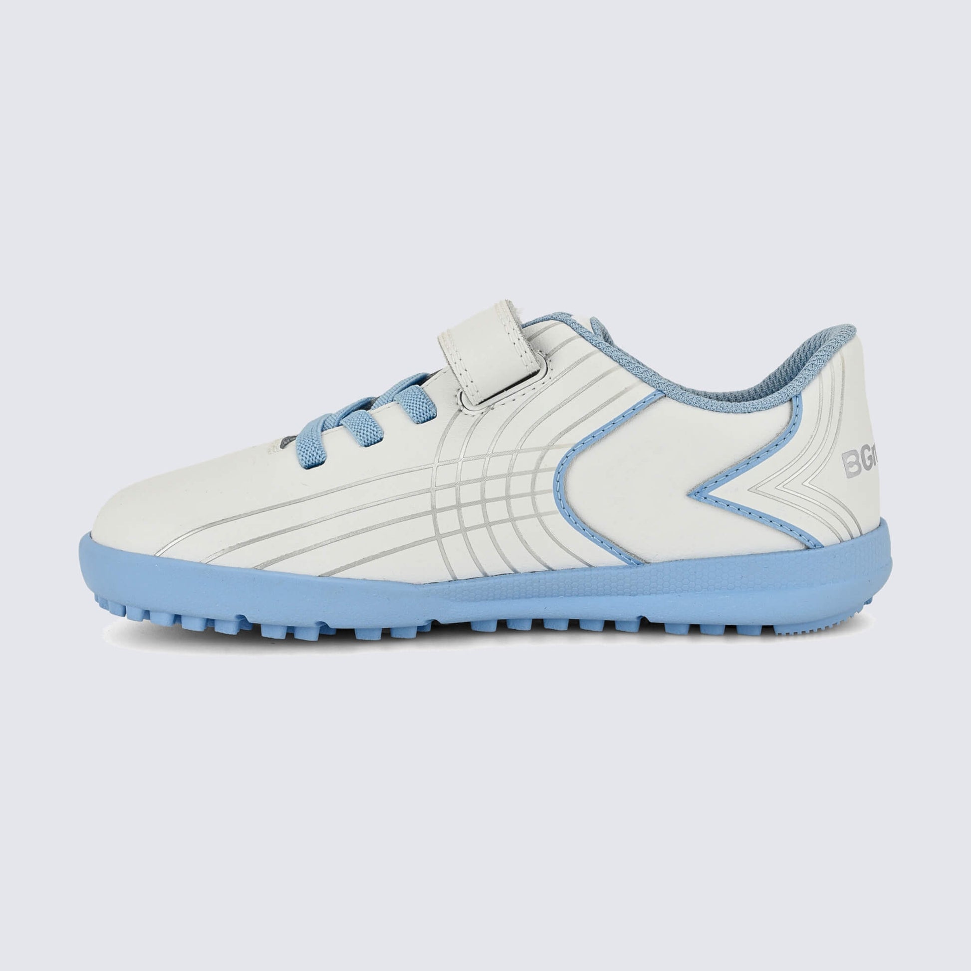 Kids Astro Turf Trainer in White Blue - inside