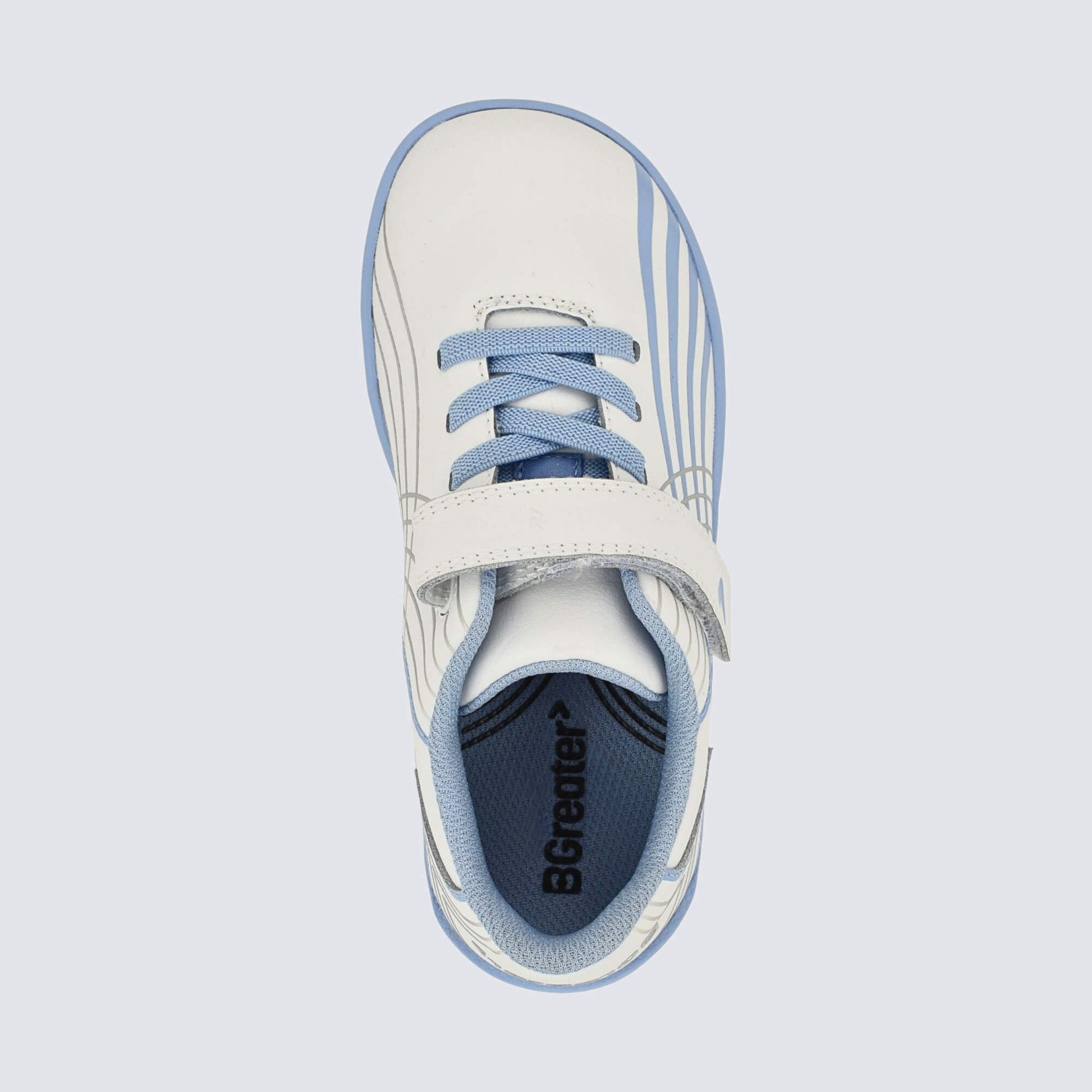 Kids Astro Turf Trainer in White Blue - top