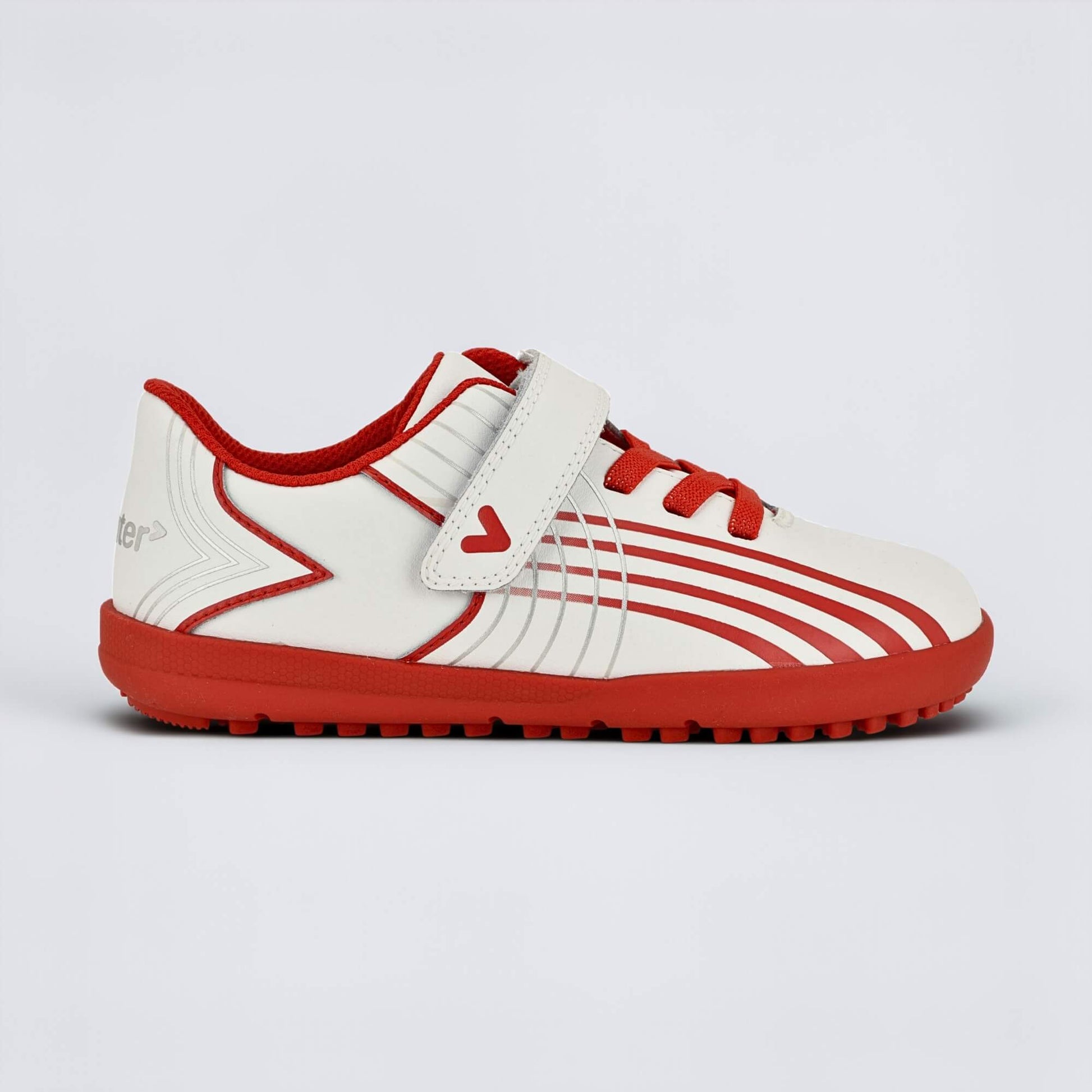 Kids Astro Turf Trainer in White Red - outside