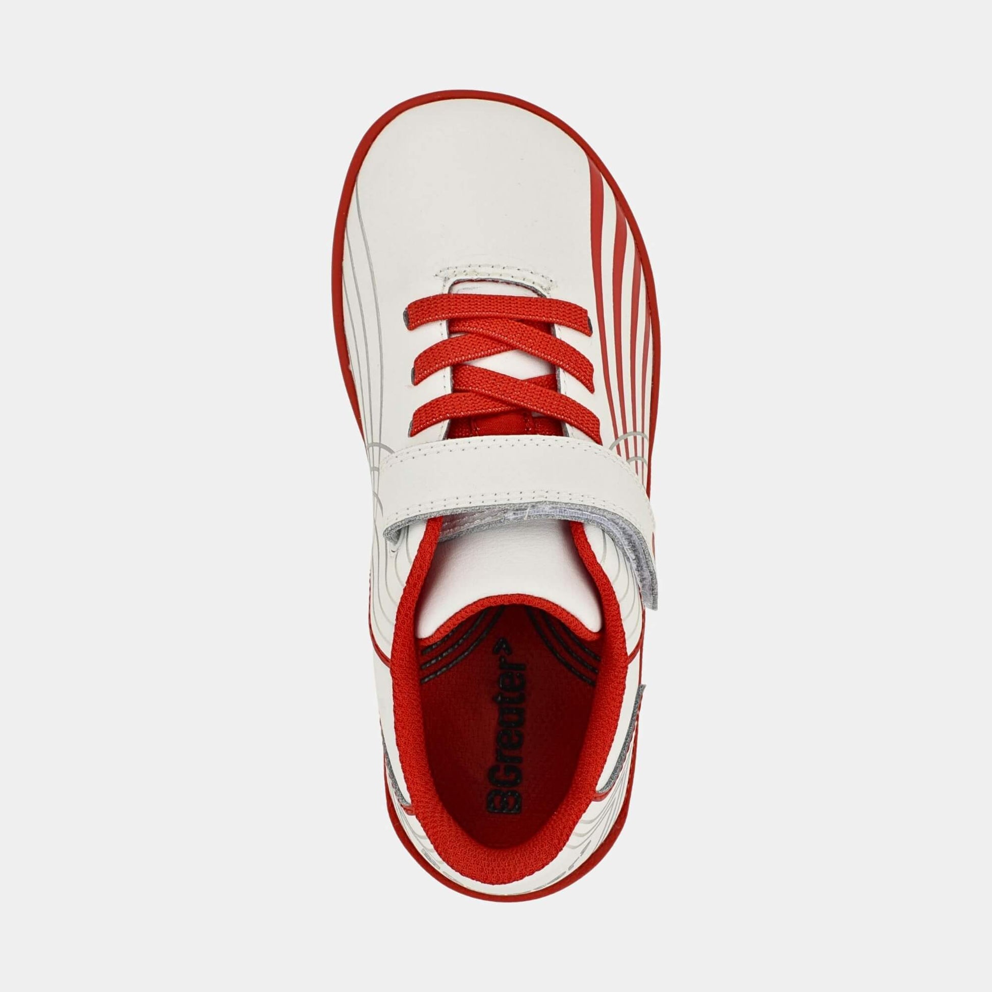 Kids Astro Turf Trainer in White Red - top