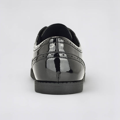 Girls Patent Black Barefoot School Shoe - back