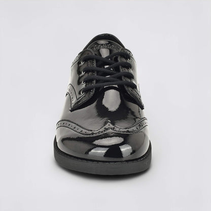 Girls Patent Black Barefoot School Shoe - front