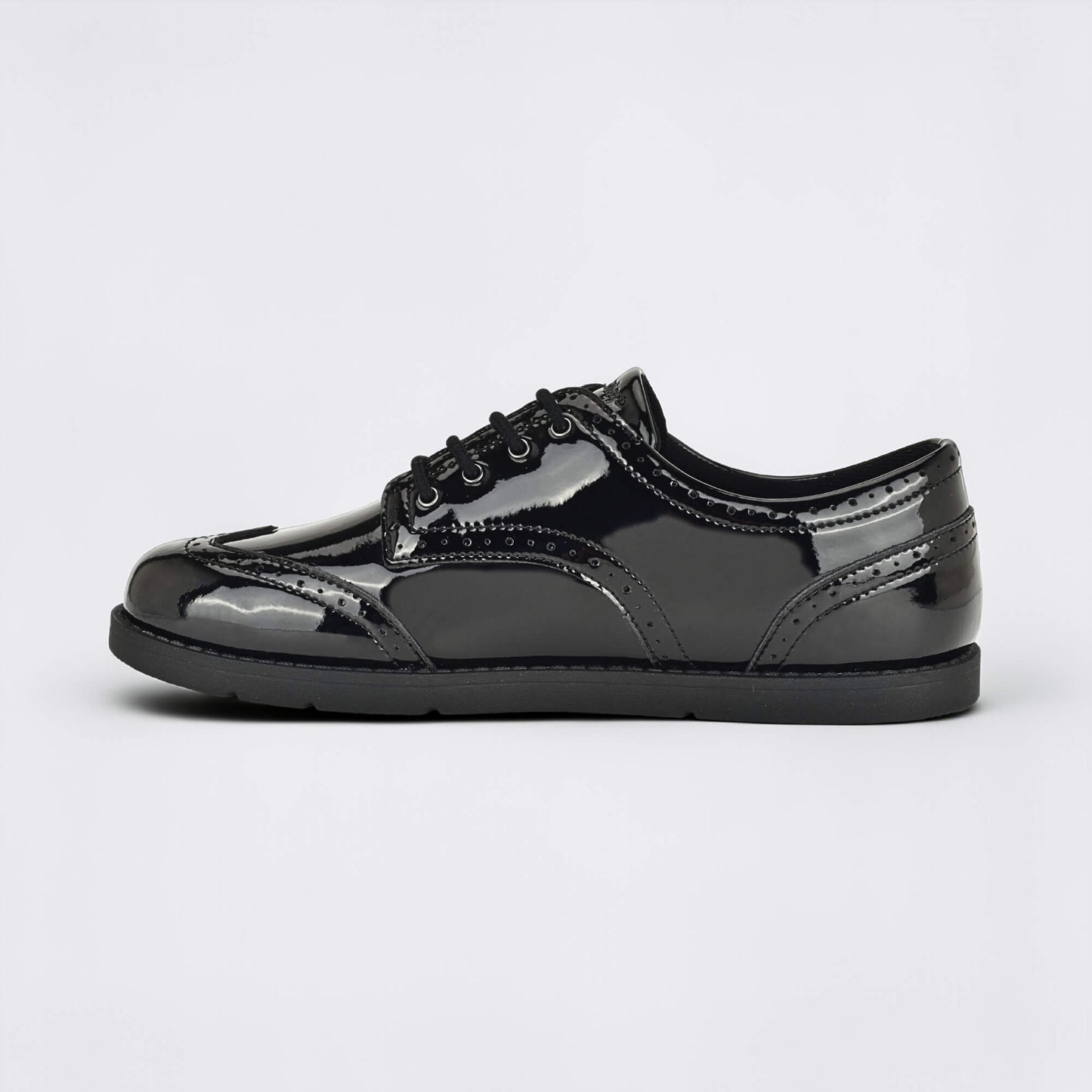 Girls Patent Black Barefoot School Shoe - inside