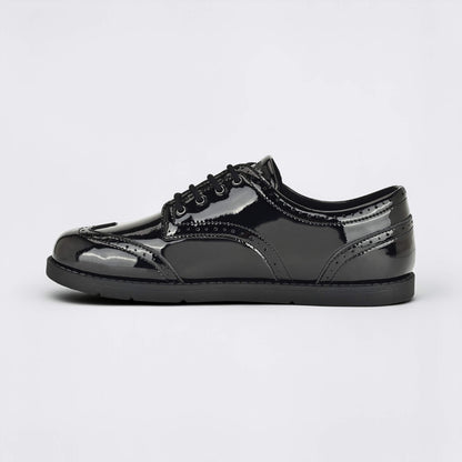 Girls Patent Black Barefoot School Shoe - inside