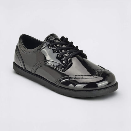 Girls Patent Black Barefoot School Shoe - main feature photo