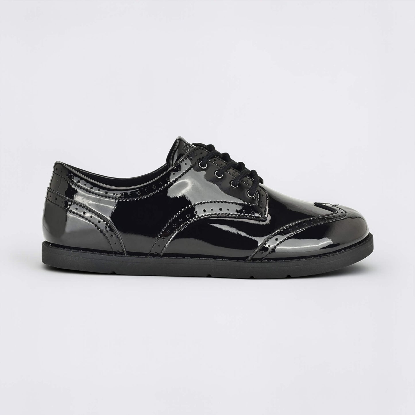 Girls Patent Black Barefoot School Shoe - outside