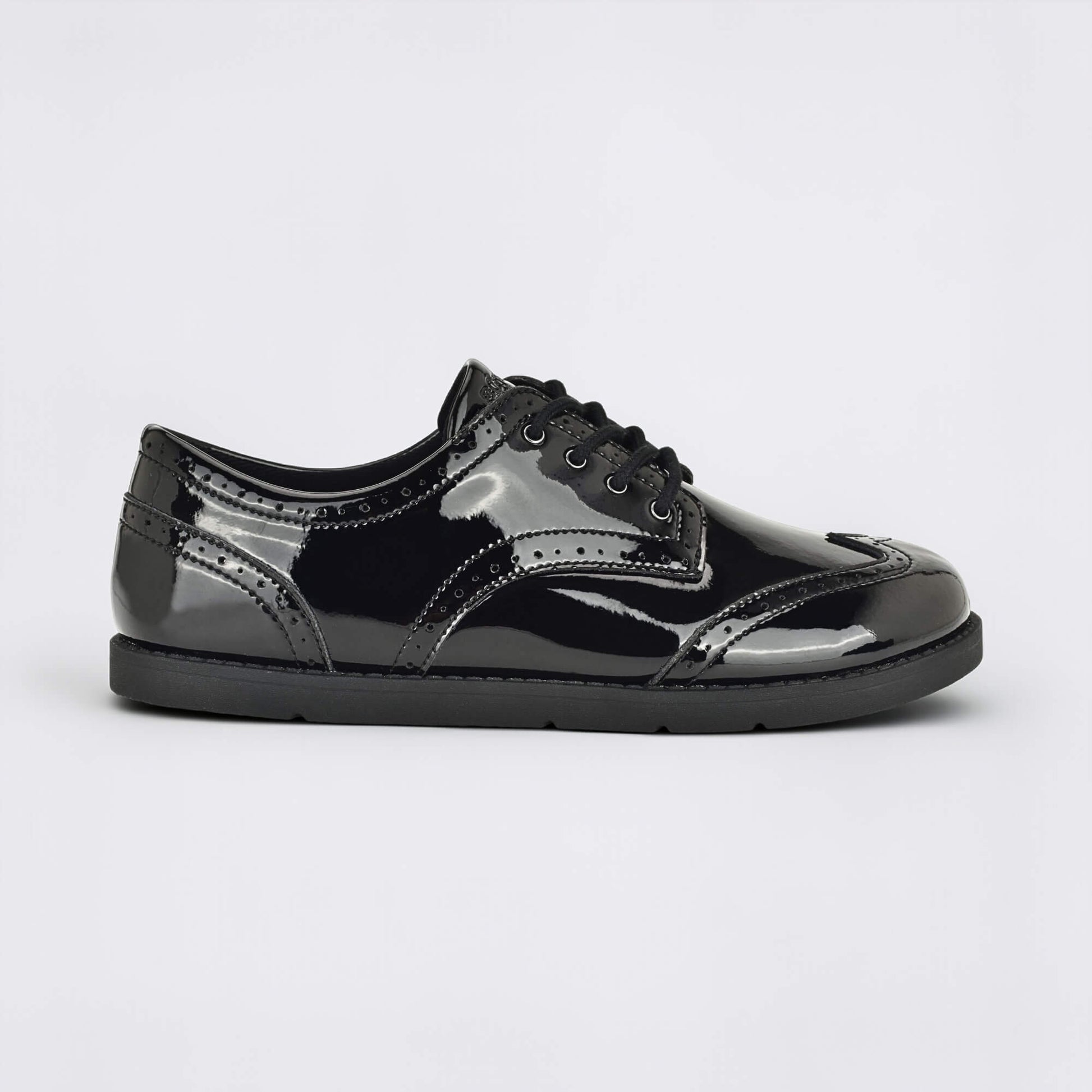 Girls Patent Black Barefoot School Shoe - outside