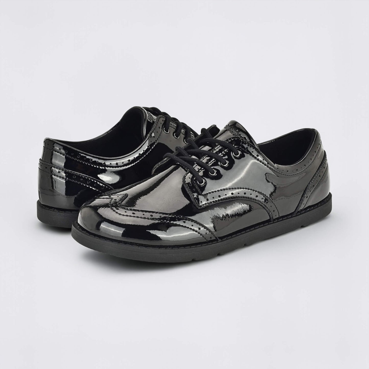 Girls Patent Black Barefoot School Shoe - pair facing