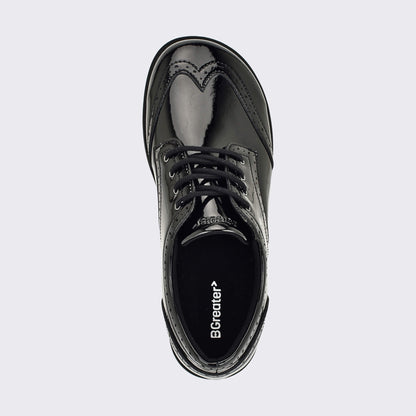 Girls Patent Black Barefoot School Shoe - top