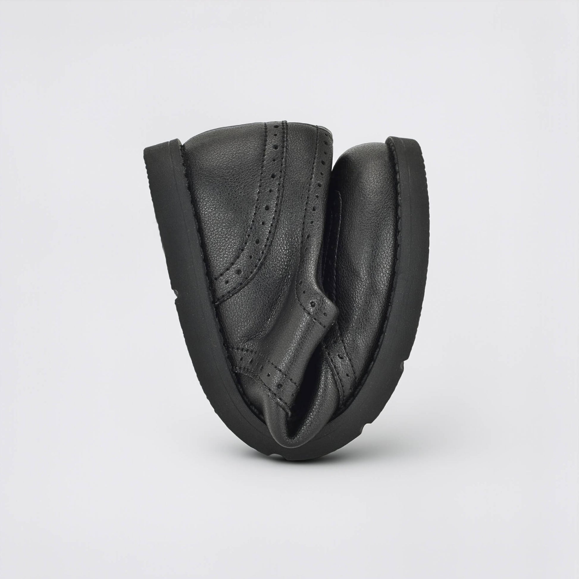 Girls Black Barefoot School Shoe - flexed