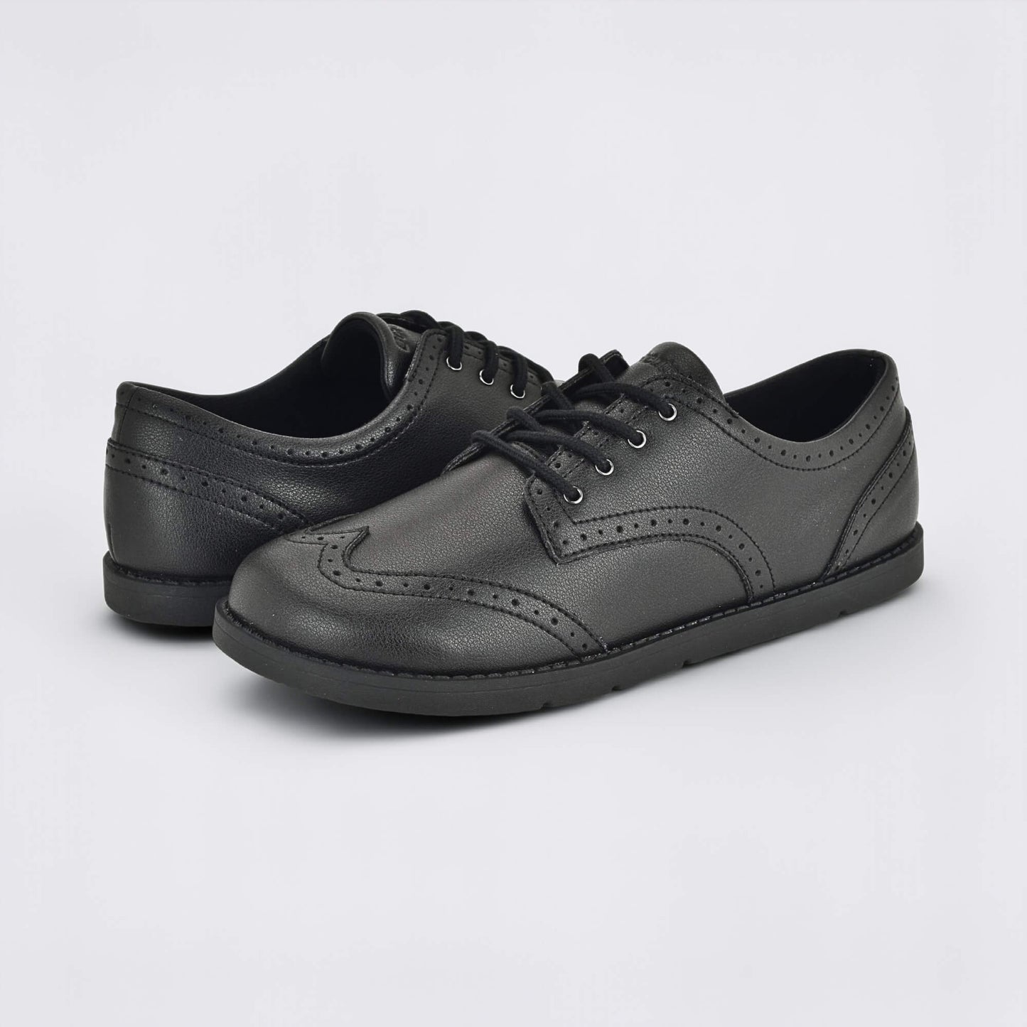 Girls Black Barefoot School Shoe - pair facing