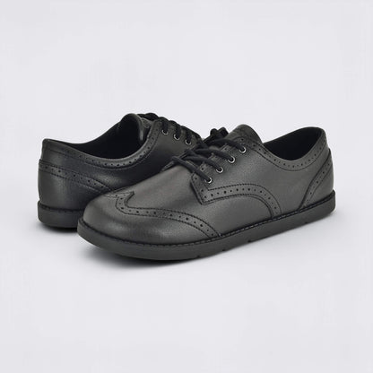 Girls Black Barefoot School Shoe - pair facing