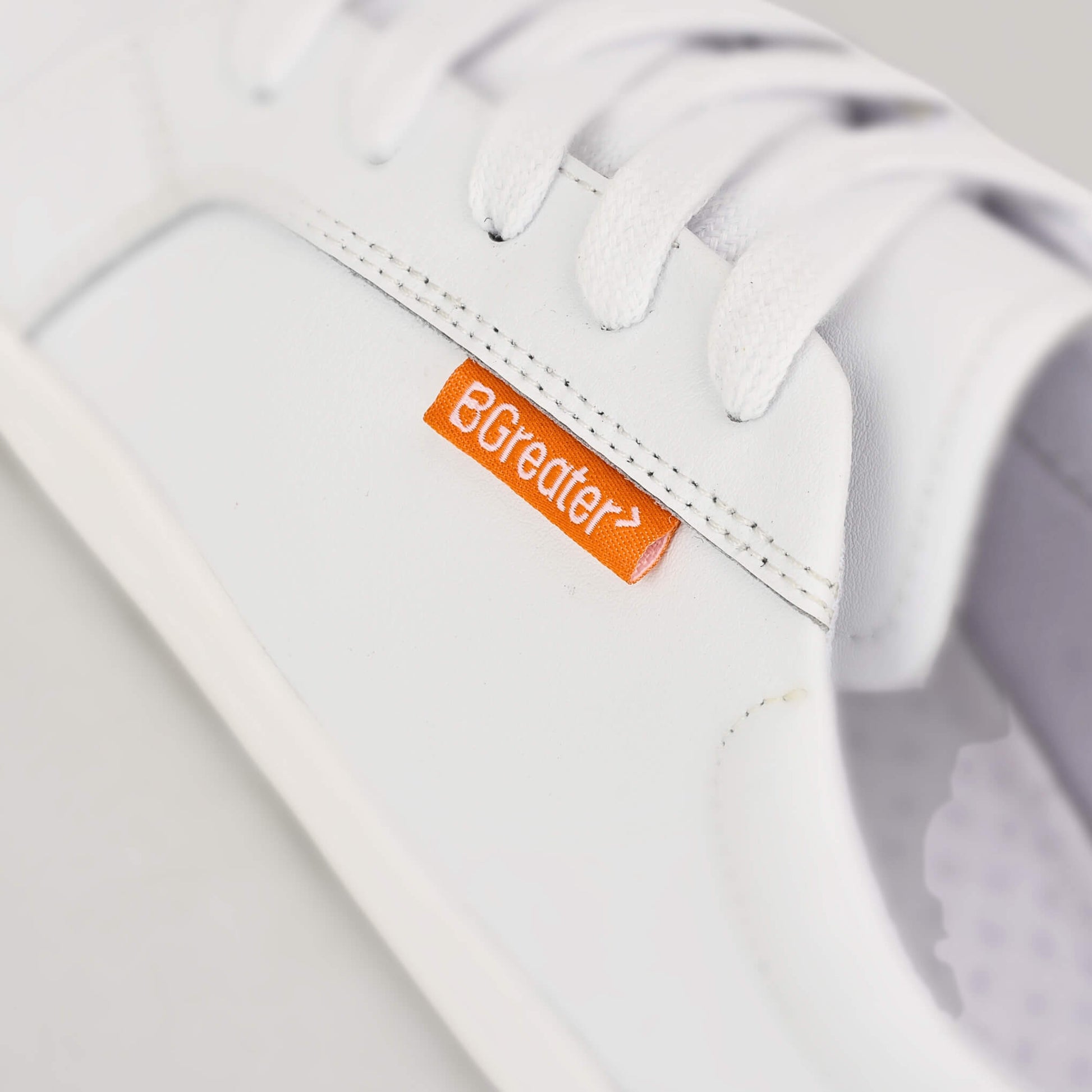Girls & Boys White Edgley Trainer | Kids Barefoot Shoes | label close up