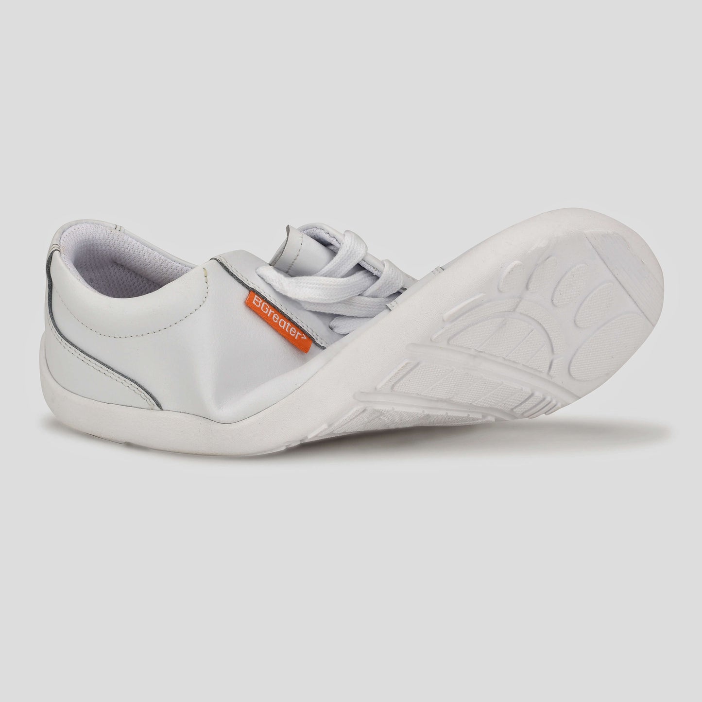 Girls & Boys White Edgley Trainer | Kids Barefoot Shoes | side sole