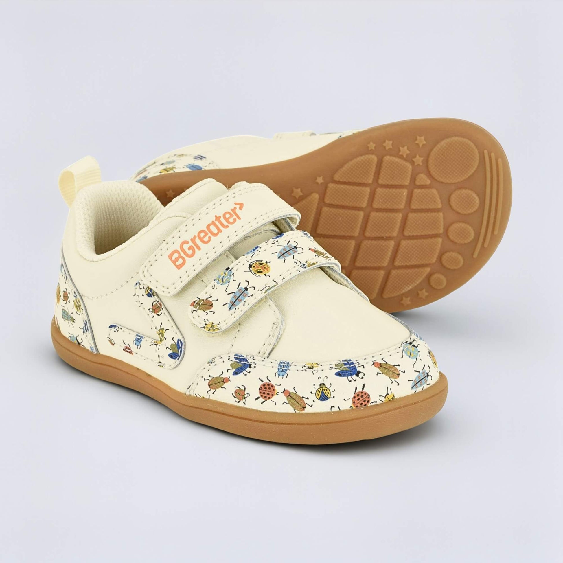 Cream Bug barefoot toddler trainer - pair with sole
