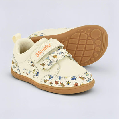 Cream Bug barefoot toddler trainer - pair with sole